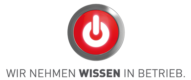 Schriftzug: Wir Nehmen Wissen in Betrieb